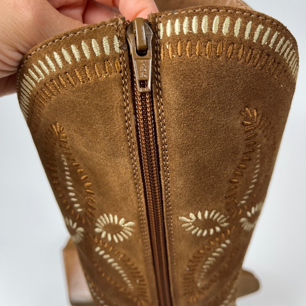 Seychelles Brown Suede Embroidered Country Western Boots Pointed Toe Sz 8 - Picture 5 of 10